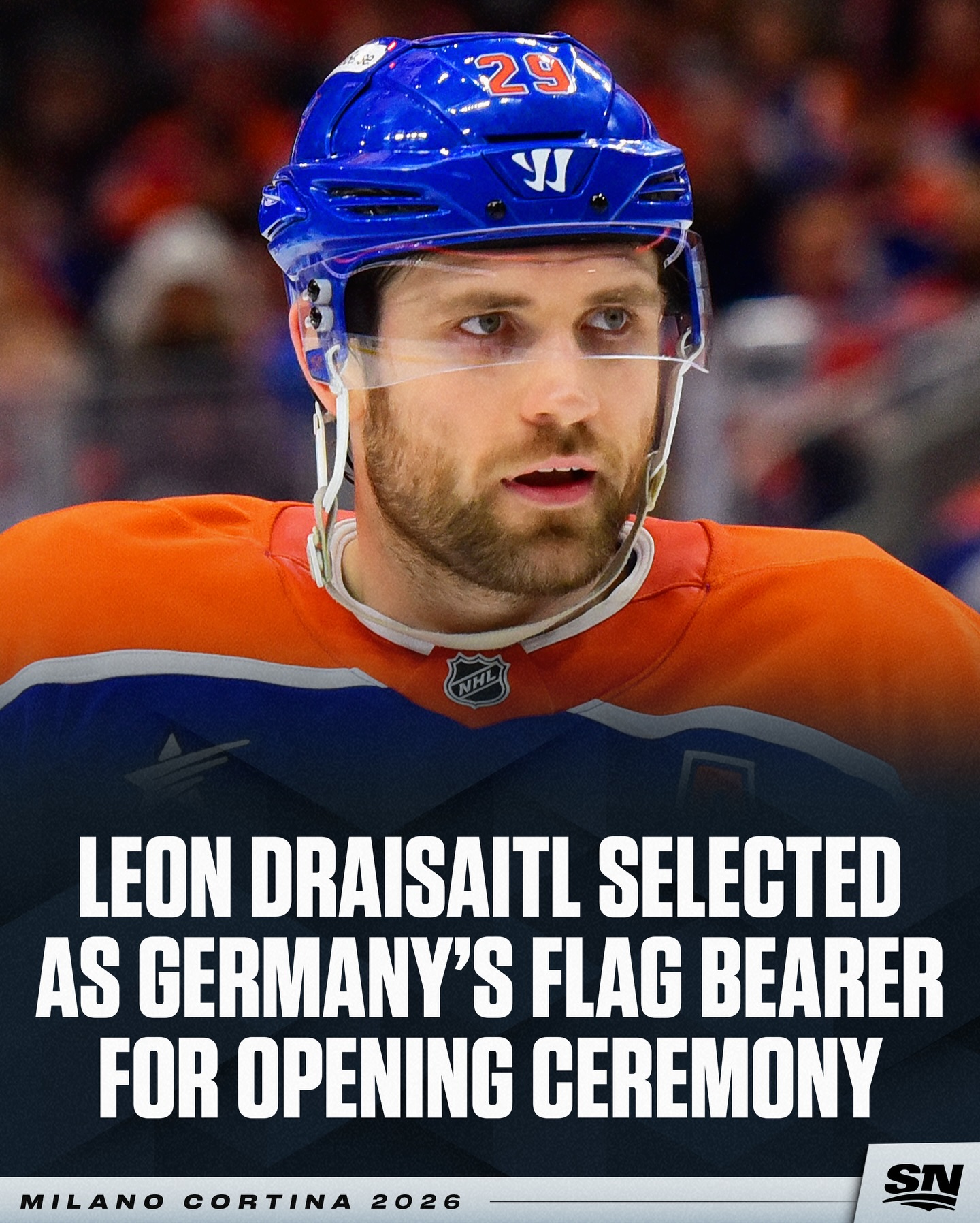 Leon Draisaitl will be one of Germany’s flag bearers for the #MilanoCortina2026 opening ceremony 🇩🇪👏