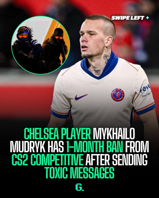 Professional footballer Mykhailo Mudryk received a one-month ban from the CS2 competitive platform FACEIT after being toxic in chat.