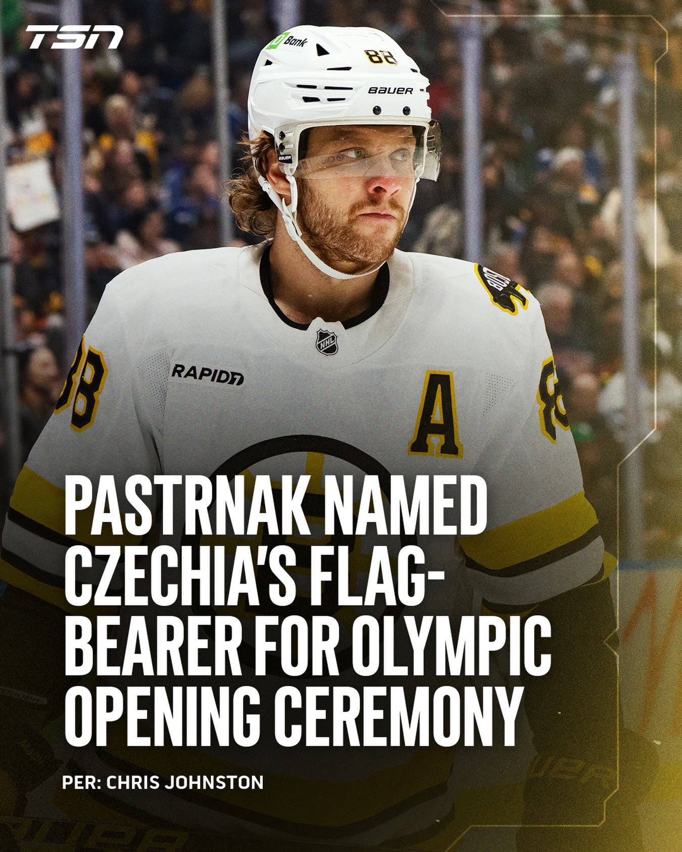 David Pastrnak has been selected as Czechia’s flag-bearer at the Olympic opening ceremony! 🇨🇿 #MilanoCortina