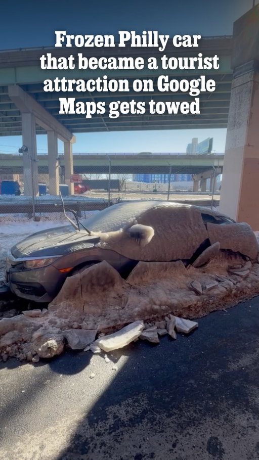 Independence Hall, the Rocky statue, the Liberty Bell and ... a 2016 Honda Civic parked in Fishtown?

That odd appendage at the end of the list just became one of Philadelphia’s newest tourist attractions on Google Maps.

How does a silver sedan get minted a must-see site in the birthplace of America? It gets completely covered in ice.

The journey from plebeian commuter vehicle to local celebrity has been a source of both humor and headache for 24-year-old Tianna Graham, the car’s owner.

On Monday, Graham posted two more videos about her car. One of her girlfriend and friend gingerly cracking the ice off the car with hammers, and another of the car getting towed away.

Watch the video to see the car finally break free of it's icy spot. And for the full details, click the link in our bio.

📝 by Dana Munro / Staff
📹 Courtesy of Tianna Graham
✂️ by Sam Stewart / Staff