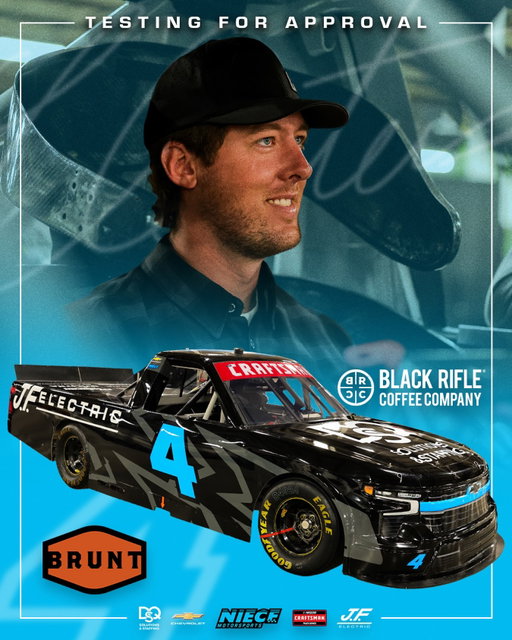 Guys… I’ll be testing next week to see if I’m eligible for some @nascar truck racing!!! That’s all I can say for now, but it’s all possible because of @blackriflecoffee and @bruntworkwear supporting me on this opportunity! @niecemotorsports has the truck ready for some testing I’m FIRED UP!!!