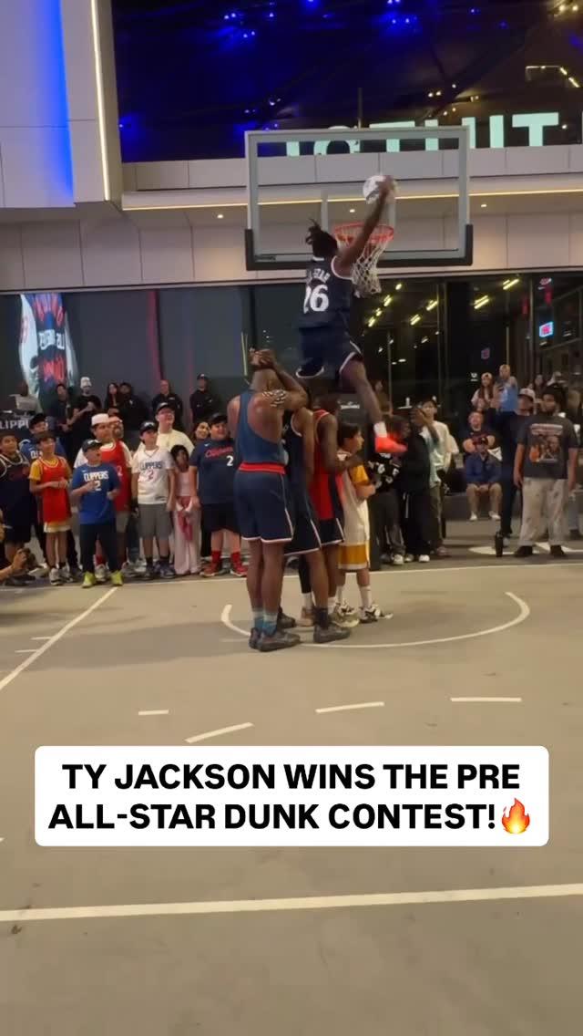 WHAT A FINISH! 😱 @tyy2.0 is the winner of the Pre All-Star Dunk Contest outside of Intuit Dome! 🌟 Watch @att Slam Dunk as part of NBA All-Star Saturday, Feb. 14 starting at 5pm/et on NBC & Peacock