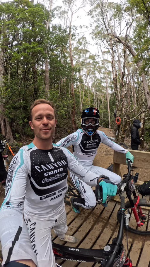 HARDLINE FOLLOW CAM! Troy Brosnan following Luca Shaw down one of the gnarliest DH tracks in the world!