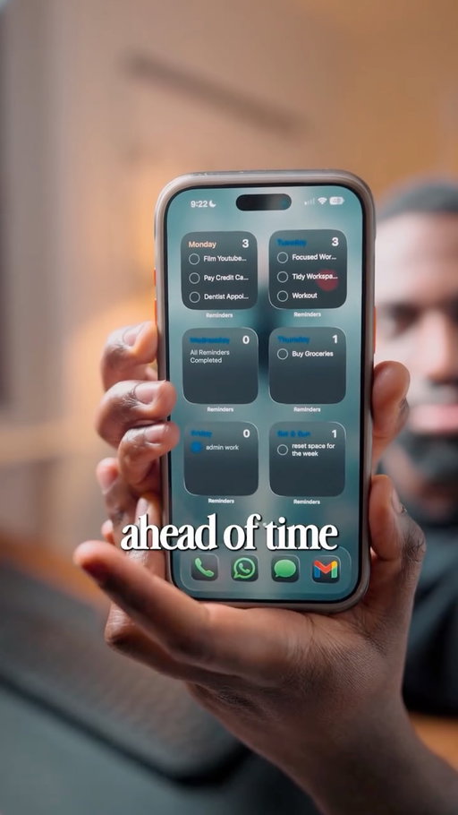 Here’s how to setup a simple checklist with reminders on your Home screen!

#iphone #iphonehacks #productivity #ios #apps