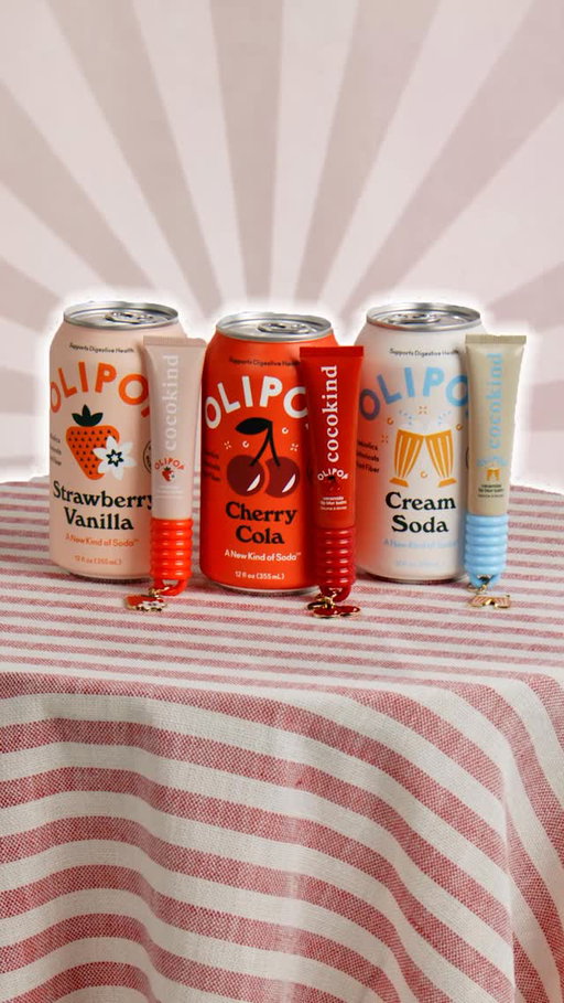 NEW @Cocokind x @drinkolipop lippies are here! Your favorite OLIPOP flavors, now for your LIPS. 

We’ve been dreaming up this @cocokind @drinkolipop partnership for a long time. Still the same lush, cushiony, blurring, sensitive skin friendly Ceramide Lip Blur Balms, now, for the first time EVER, in sip-worthy flavors. 

Flavor Inspo: 
🍒 Cherry Cola ($12) an universal cherry red 
🍓 Strawberry Vanilla ($12) a bright strawberry pink
🍦 Cream Soda ($12) a clear shimmer
Plus new OLIPOP inspired charms, $5, sold separately 

And yes, we went big on our star for this campaign. The true stars of our brand have always been our community. @paige_skin @kieraswilliams @nadjab3lla @allyyoshiyamaa @dominiquepierrot @xo.marisoulll

Shop the limited-edition collaboration NOW, available at cocokind.com and exclusively at @ultabeauty. 

Director & Community Member - @danielle_mcrae
Production Company - @picture_304
HMU - @lian_uritsky