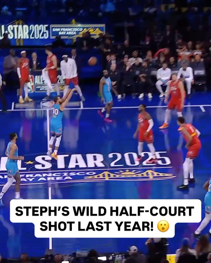 At last year’s NBA All-Star Game, @stephencurry30 DRILLED an insane half-court shot! 🤯 The 2026 NBA All-Star Game tips on Sunday, Feb. 15th at 5:00pm/et on NBC & Peacock!