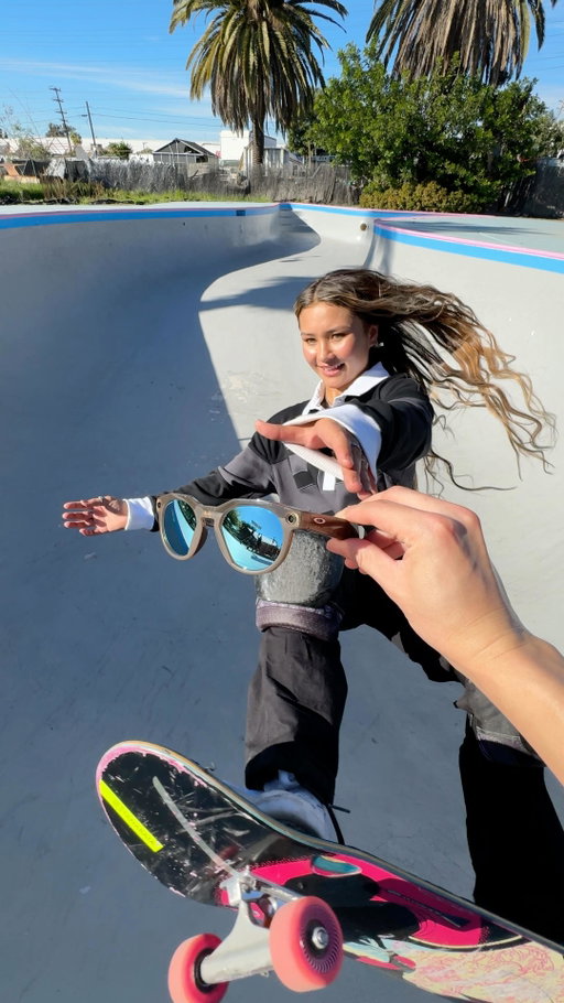 @skybrown (Sky Brown) is shredding it in the pool 🛹

The professional skateboarder shows off her moves with @oakleymeta (Oakley Meta) HSTN AI glasses.