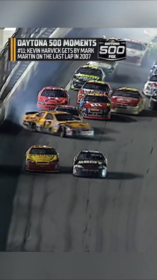 @kevinharvick charged to the front on the final lap, slipping past Mark Martin to score a dramatic victory in the 2007 Daytona 500.