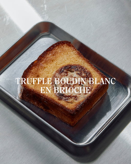 A delicate pork boudin blanc sausage enriched with aromatic black truffle, nestled inside buttery brioche. To prepare, pan fry gently in butter until golden brown on both sides. Serve with sauce gribiche, a classic French cold sauce – we have jars available in-store now.⁠
⁠
→ Pre-order via the link in our bio.