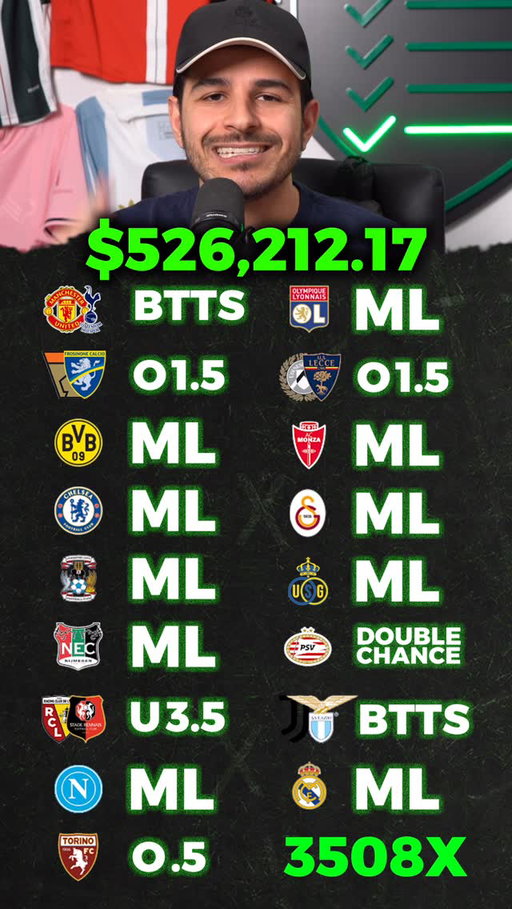 17-Leg Parlay TO WIN $526,212!🤯🤯🤯

THIS PARLAY WILL GIVE YOU GENERATIONAL WEALTH💰💸

FULL GAME BREAKDOWNS, PICKS & EVEN MORE PARLAYS ARE LIVE RIGHT NOW IN OUR FULL YOUTUBE EPISODE VIA 🔗 IN BIO🤯