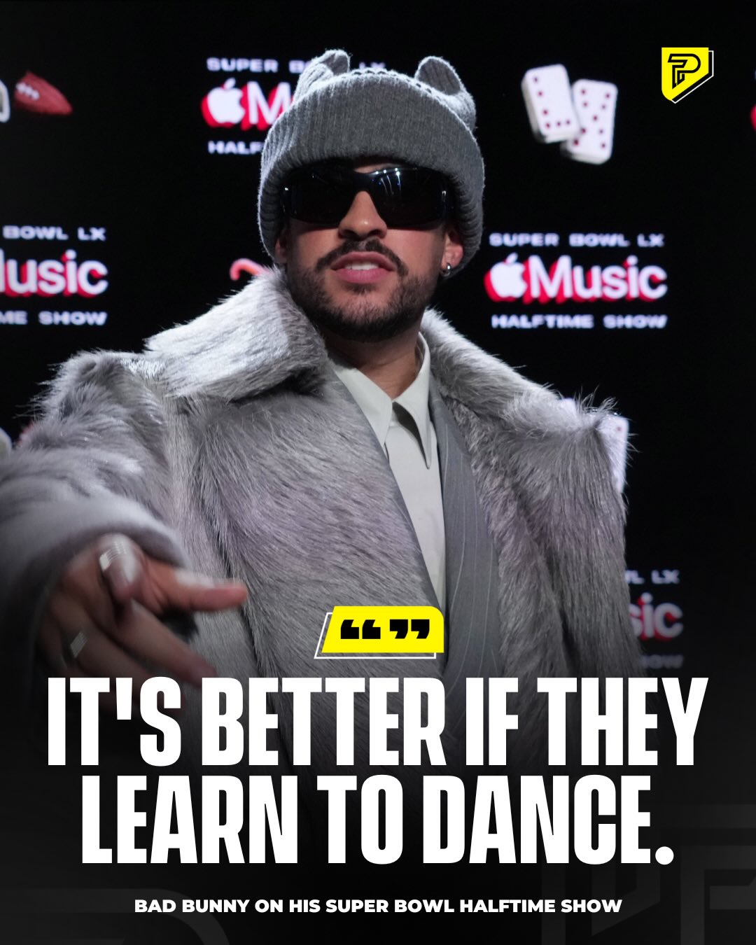 Bad Bunny is gearing up for his 2026 Super Bowl Halftime Show and has reassured fans they won’t need to know Spanish to enjoy it, they just have to dance.

At a press event hosted by Apple Music, he joked that while he once told people they had four months to learn Spanish, “they don’t even have to learn Spanish, it’s better if they learn to dance,” emphasizing fun, celebration, and movement over language.

The headliner performance is expected to be a vibrant, dance‑focused party that reflects his culture and energy.

#Viral #Pubity #music #sports