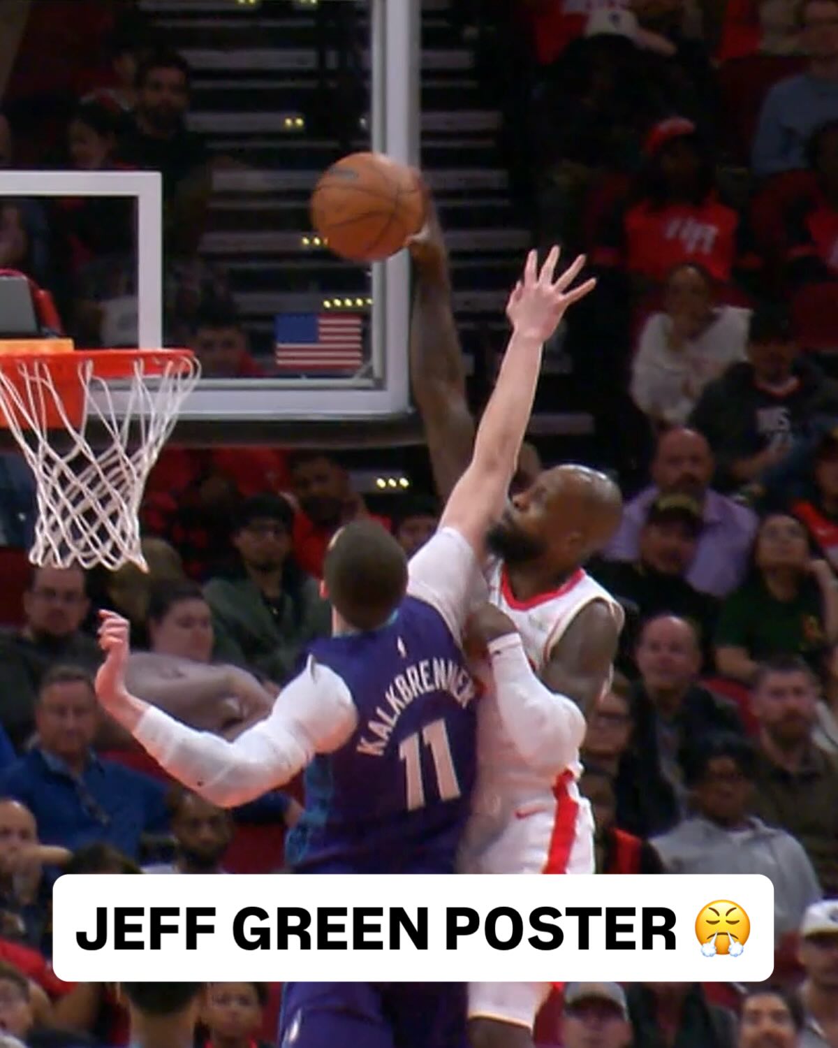 Jeff Green elevated and DETONATED on the defender for the HUGE one-handed slam 💥 CHA/HOU on NBA League Pass