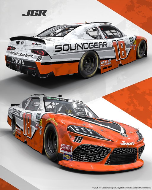 @soundgear_official 🤝 Joe Gibbs Racing

 Check out the new look for @williamsawalich and the No. 18 Toyota GR Supra team 🔥