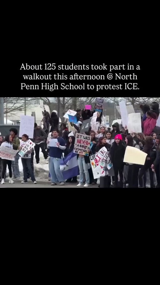 What are your thoughts?

About 125 students walked out of class Friday at North Penn High School during a student-organized protest against ICE.

The roughly 40-minute walkout took place during sixth period and was not school-sponsored. Students gathered outside the front of the school holding signs opposing U.S. Immigration and Customs Enforcement and supporting immigrant families.

School officials said the protest remained calm and that staff and police were present for safety.

Students who left class will receive standard consequences for cutting class. No counter-protests or major disruptions were reported.

-

Follow for more community news + events 

#buckscounty #montgomerycountypa #phillysuburbs #landsdalepa #panews