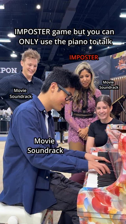 Trying to find the imposter…. 😈🎹

IB: @aylexthunder 
🎹: @kawaipianos 

#piano #funny #pianist #imposter #pianochallenge