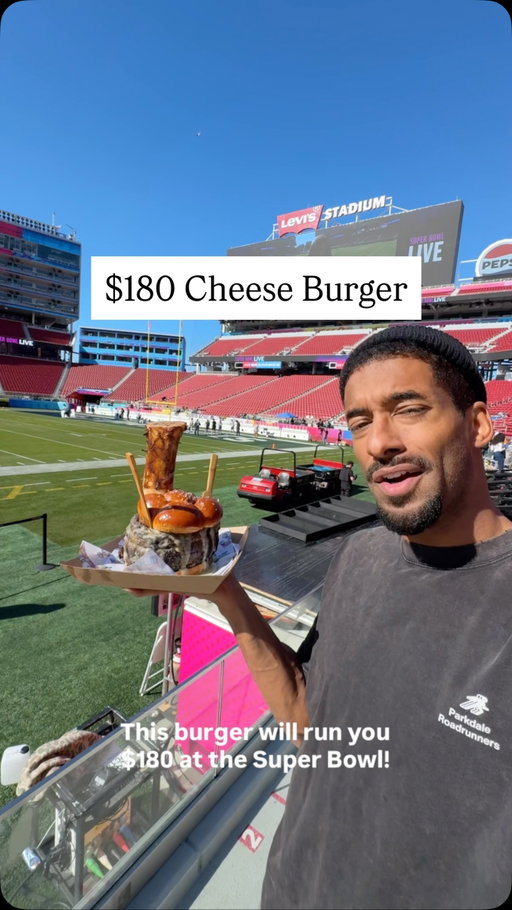 $180 cheeseburger!? 🍔💰
.
10 foods ONLY available at Super Bowl LX 🏈🍴