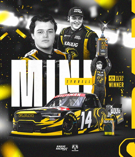 @minityrrell has done it! 👏

The first-ever @racefortheseat winner will drive our No. 14 @ramtrucks 1500 full-time in 2026!
