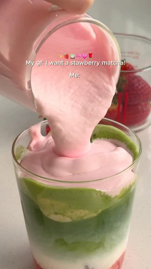 When someone says strawberry matcha… We deliver 🍓💚

Soft, creamy, and just sweet enough. Earthy matcha layered with cold milk, topped with the fluffiest strawberry-kissed foam that’s extra thiccc. This one’s made for early Valentine’s cravings 🤤

Here’s what you need:
- 4g matcha
- 1.4 oz hot water
- 4 oz milk of choice
- Ice

Strawberry Thiccc Cold Foam
• 1.35 oz whipping cream
• 4-5 diced strawberries / 2-3 tbsps strawberry puree

Steps
1. Whisk matcha with hot water until smooth
2. Froth whipping cream and strawberry mix until thick and velvety.
3. Fill a glass with ice and milk, and pour matcha shot over.
4. Spoon strawberry cold foam generously over matcha and enjoy 💗

#matcha #matchastrawberry #matchalove #naoki #naokimatcha