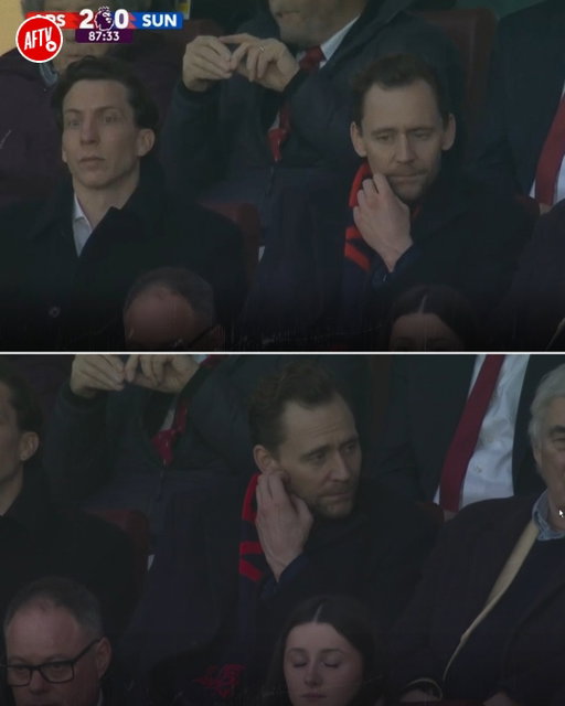 Famous actor Tom Hiddleston, a well-known Arsenal fan, in attendance to support the team against Sunderland today! 🤩