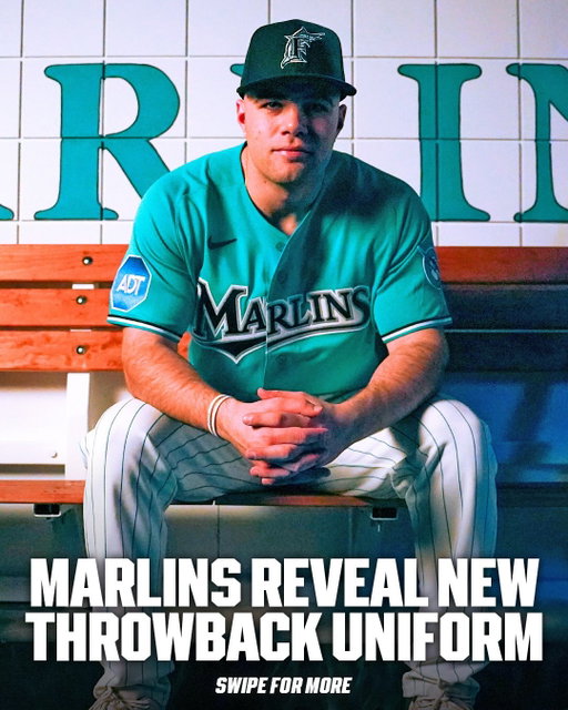 JUST IN: The Marlins have revealed their new teal throwback jersey for the 2026 season ⚾