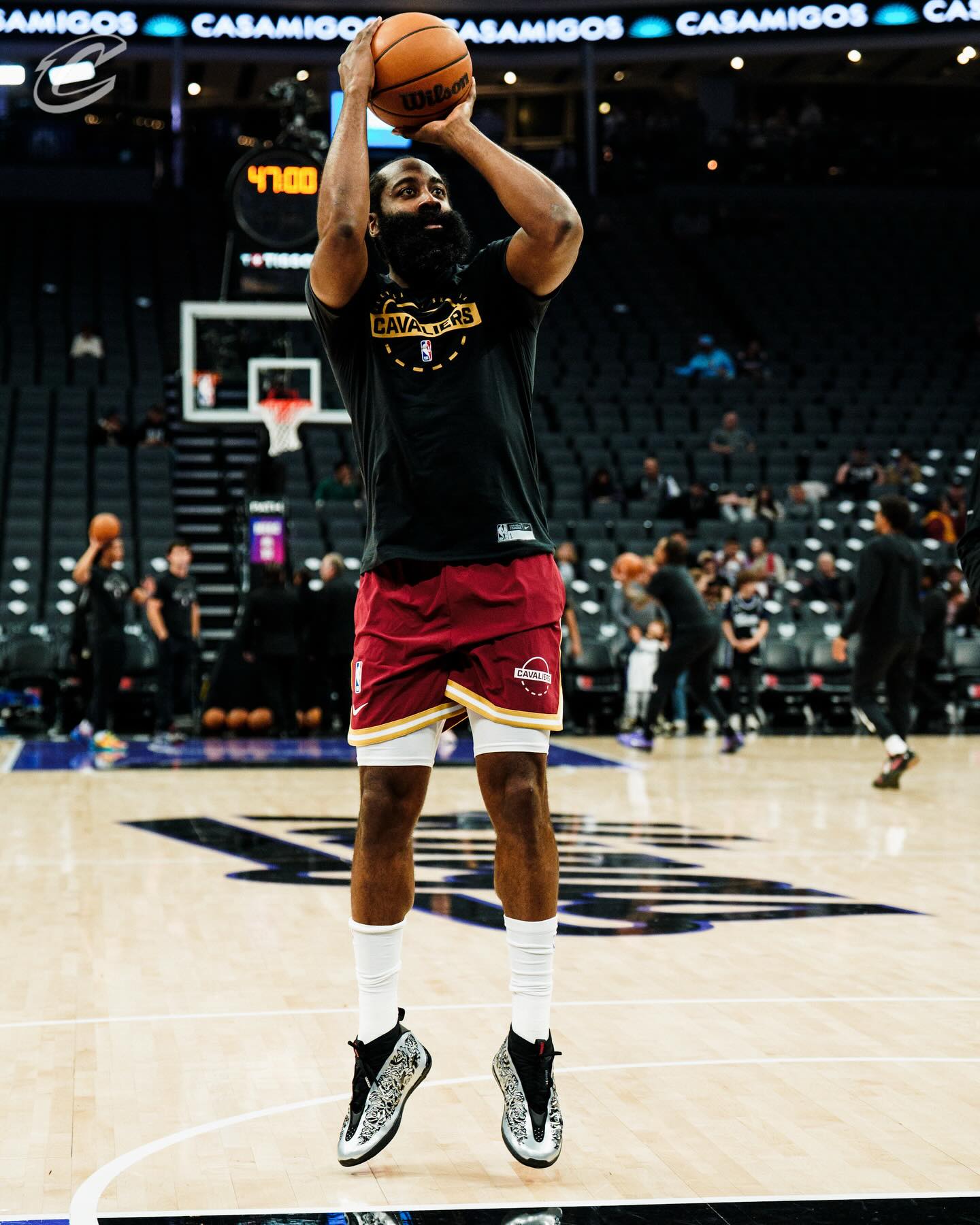 James Harden is debuting Harden Volume 10 x @willychavarria on his first night suiting up in Wine & Gold. #LetEmKnow