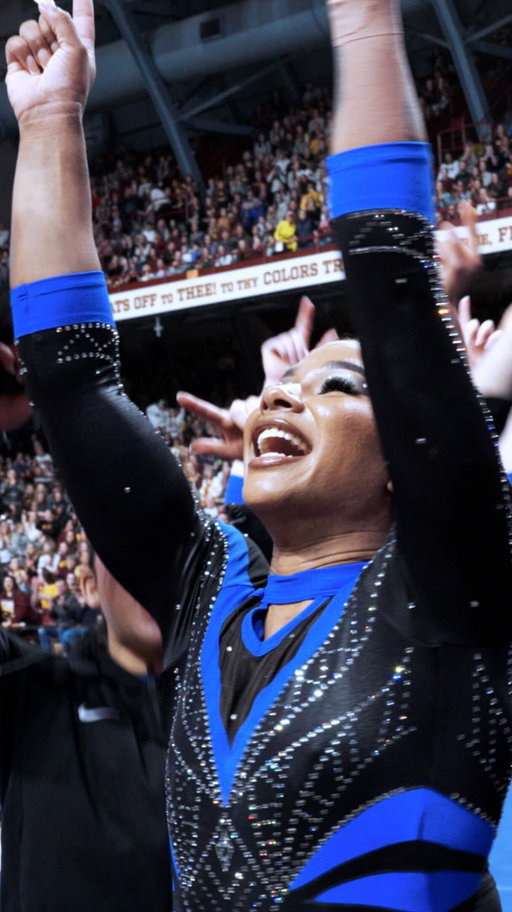 A perfect tribute to Minneapolis icon Prince and the people of Minnesota by @jordanchiles, who brought back her 2025 routine in UCLA’s win at Minnesota. 💜 The perfect 🔟 was Jordan’s third consecutive on floor and fourth 10 in 4 weeks! #GoBruins