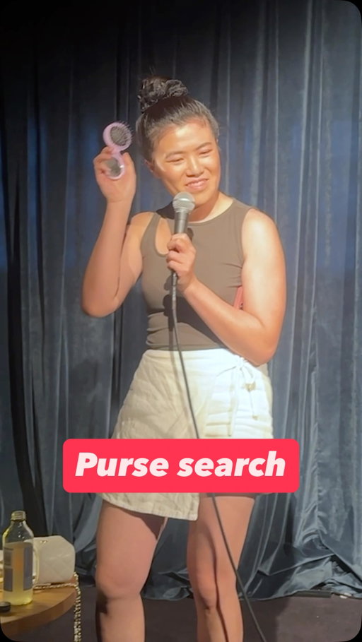 A nice lady in the audience let me look through her baggie and it ✨ HEALED ME✨ 

Filmed at @lidocomedy on a 45 degree day when it was too hot to think, let alone iron my clothes 🙃 My head sweat was definitely on that hairbrush. And very sad @dassalo didn’t let me keep his wallet / not even a finder’s fee 😂