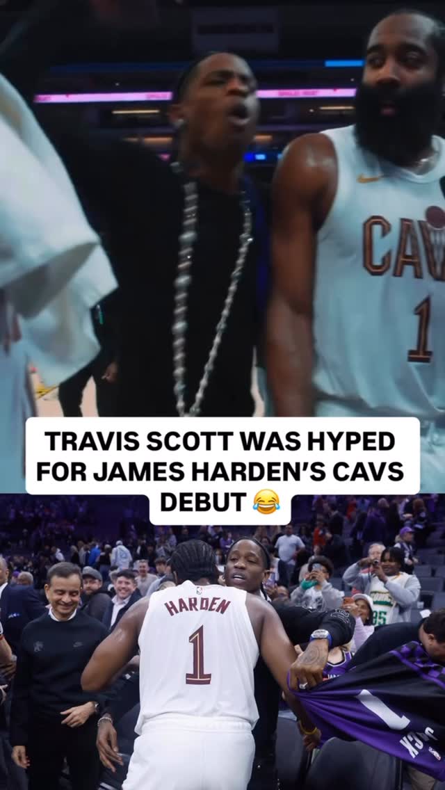 #TravisScott celebrated the Cavs win by crashing James Harden and Donovan Mitchell’s postgame interview 😂

What do y’all think about this⁉️

🎥: @cavs