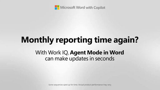 Need help with those monthly reports? Here’s how Agent Mode in Word leverages Work IQ to update old reports with new data and applies key updates, saving you time.