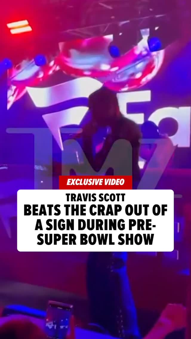 🚨 EXCLUSIVE VIDEO: Travis Scott blew off some major steam during his Saturday night performance at the Fanatics Super Bowl Party, destroying a sign with his very own fist!