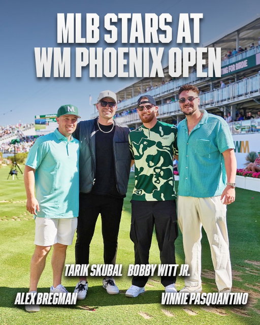 What a squad 🤩

Alex Bregman, Tarik Skubal, Bobby Witt Jr., Cal Raleigh and Vinnie Pasquantino pulled up to the WM Phoenix Open 🏌️‍♂️