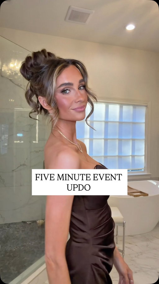 my go to updo event hairstyle - so easy & so chic 💅🏼 comment “shop” & I’ll send ya all the links #hairstyle #updo #hairtutorial