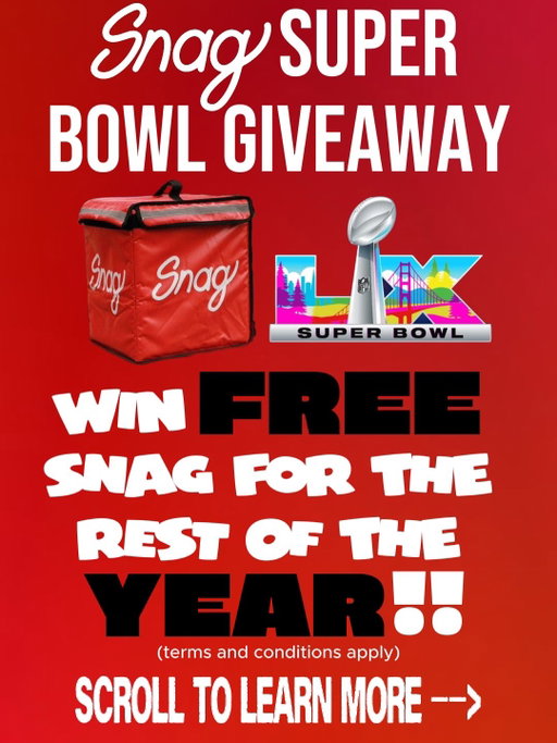 🏈🔥 SNAG SUPER BOWL GIVEAWAY 🔥🏈

We’re giving ONE person at UTK FREE SNAG for the rest of the year‼️‼️

PLUS we’re picking 3 more winners per school to receive:
💰 $50 Snag gift card
👕 Snag hoodie

HOW TO ENTER:
1️⃣ Like this post
2️⃣ Order on Snag on 02/08 [NO limit on entries, enter as many times as possible]; Every order= 1 Entry
3️⃣ Comment below what you think the final score will be (you don’t have to get it right, just make a guess)

⏰ Giveaway starts NOW (02/08)
🚨 Entries close at MIDNIGHT tonight (02/08)

NO limit on entries per person. One grand prize winner per school + 3 bonus winners per school.

Tag your roommates. Tag your tailgate crew. Don’t be the one who forgot to enter.

Let’s see who actually knows ball 👀🏈
