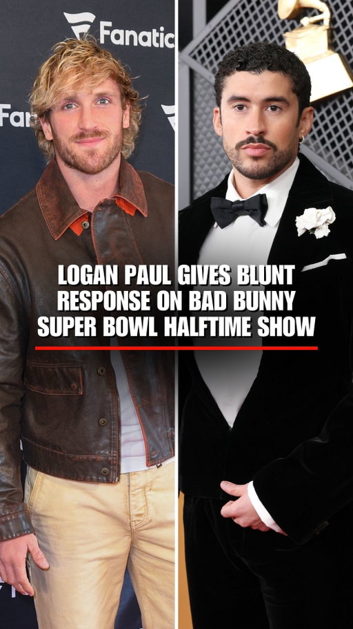 WATCH: Logan Paul's blunt answer when asked if he was excited for Bad Bunny's Super Bowl halftime show.