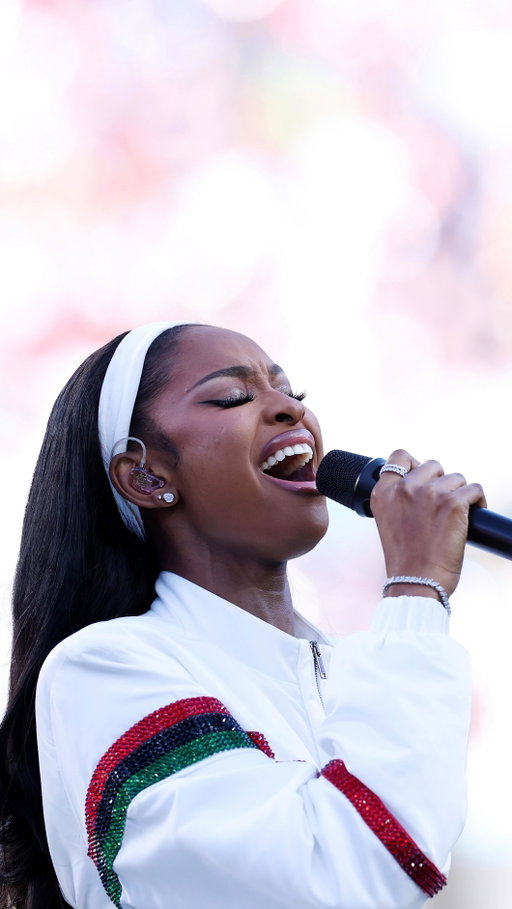 This is how you sing the Black National Anthem during Black History Month! 

Coco Jones rendition of “Lift Every Voice and Sing,” featuring all-black instrumentalists and a Black ASL interpreter, while channeling the spirit of Whitney Houston in a custom dress featuring the Pan-African flag on her arm? 

Sing A Song Then Coco!
🎥: @nfl