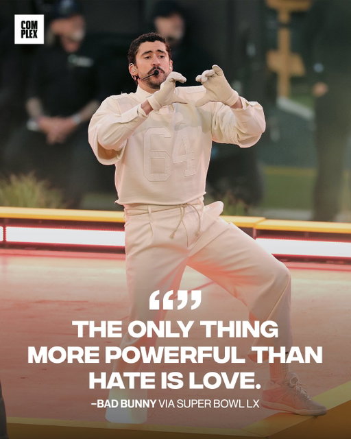 Bad Bunny spreading love at Super Bowl LX ❤️

Shop our Big Game collection on Complex at the LINK IN @complex BIO 🔗