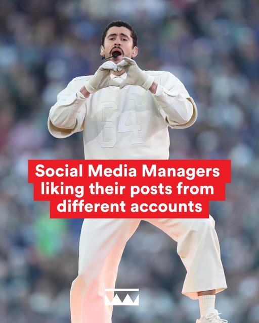 Visual representation of social media managers liking their brand posts from different accounts for engagement 😂

#badbunny #meme #marketing