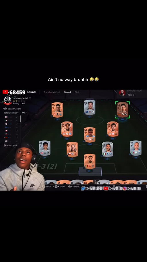 IShowSpeed’s stream went full football mode when chat pulled up the “best FIFA team” of all time and his brain instantly started buffering. He leaned into the screen, eyes wide, pointing at every player like they personally owed him an explanation, screaming when he saw certain names and going silent when others made no sense to him. Every pick sparked a new reaction—arguments about Ronaldo vs Messi, disbelief at some defenders, and pure chaos when a player he didn’t rate appeared in the lineup. He paced around his room, replayed the image, zoomed in, then crashed out again as chat spammed their own opinions, turning a simple graphic into a complete debate war. By the end, Speed was laughing, yelling, and admitting he’d make a “better team himself,” proving once again that even a still image can turn into peak entertainment on his stream. 

#IShowSpeed #FIFA #IRLChaos #SpeedNation #ViralMoments
