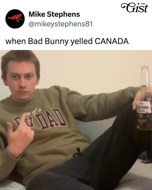 Y'all know Bad Bunny's Canada down. 💃🇨🇦⁣
⁣
It's Benito's casita, and we're all just living in it.bBad Bunny's high-energy love letter to Puerto Rico started with "Tití Me Preguntó" and featured guest appearances from Lady Gaga and Ricky Martin. Not to mention, it also included a literal wedding. ❤️⁣
⁣
The only thing more powerful than hate is love. 😌⁣
⁣
#menssports #football #nfl #popculture #badbunny