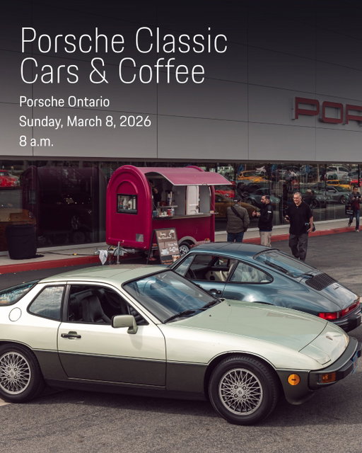 Calling All Porsche Classic Owners 🚘☕ You’re invited to our much-anticipated Porsche Classic Cars & Coffee at Porsche Ontario.

Start your morning surrounded by the timeless beauty of Porsche classic vehicles, iconic designs, legendary performance, and the heritage that built the brand. 

Enjoy a delicious breakfast and great company.

-Classic Showcase: Porsche vehicles 2012 & older only
-Connect with fellow Porsche enthusiasts
-Celebrate Porsche history and craftsmanship

Showcase your Porsche by registering your vehicle and connecting with other passionate owners. RSVP today through the link in our bio to secure your spot — spaces are limited.

This event is dedicated to Porsche Classic vehicles (2012 & older). Attendance is reserved for classic Porsche models only.
#porscheontario #porschecarsandcoffee #classicporschecarsandcoffee #porscheclassics #inlandempire