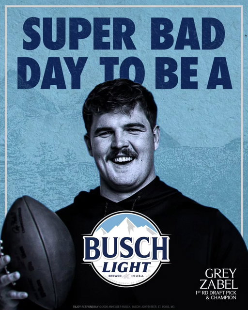 It’s a SUPER bad day to be a Busch Light for @grey_zabel

1st Round Draft Pick & a Champion. We’ll help you keep the celebrations cold & smooth 😎🍻