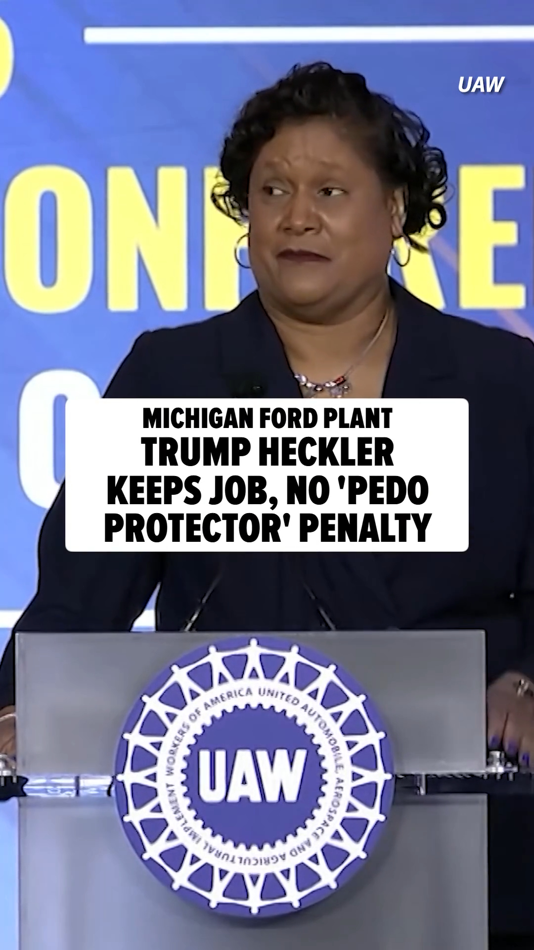 TJ Sabula -- the Ford plant worker who yelled "pedophile protector" at President Donald Trump during DT's visit to the location -- is keeping his job, and doesn't have to worry about any disciplinary actions.

🎥: UAW

Full story at the link in bio.