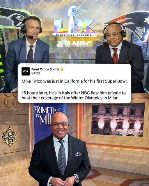 Just hours after being in San Francisco calling his first Super Bowl, NBC's Mike Tirico is already in the studio in Milan to host the network's coverage of the Winter Olympics in Italy.

(📸 via @nbcsports)