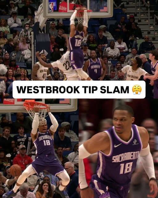 @russwest44 climbs the ladder and throws the down the MONSTER putback slam 💥 SAC/NOP • NBA League Pass • <link in bio>