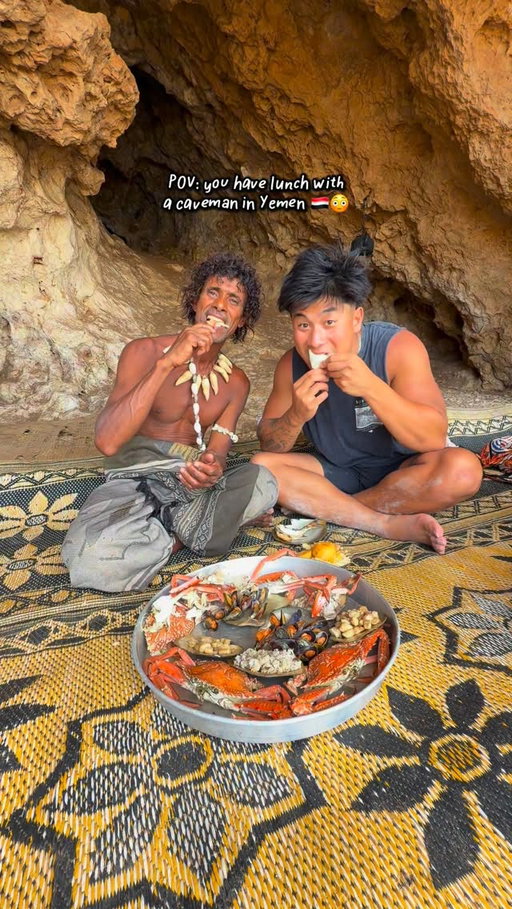 Lunch with a Caveman in Socotra! 🤯🇾🇪

Follow @phillip3s for more Socotra Content! 

This is Ellai he is 63 years old and became known as the “caveman of Socotra” after claiming a cave overlooking Detwah Lagoon. Despite the nickname, he does not live in the cave. He has a home in Qalansiya, where his wife and 16 children were raised. In 2015, Cyclone Chapala devastated Socotra, destroying homes and uprooting ancient Dragon Blood Trees. Ellai sheltered his family in the cave, keeping them safe and earning his wife’s support to work there ever since.

If you’d like to visit him be sure to book with @findsocotra !

#travel #socotra #yemen #island #adventure