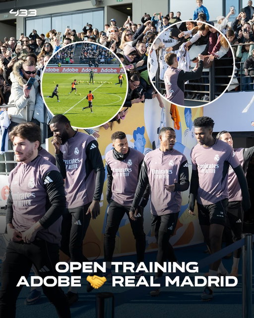 𝐆𝐨𝐚𝐥𝐬, 𝐬𝐤𝐢𝐥𝐥𝐬 𝐚𝐧𝐝 𝐚𝐮𝐭𝐨𝐠𝐫𝐚𝐩𝐡𝐬 as @adobe teamed up with @realmadrid for their recent open training 🤝⚪