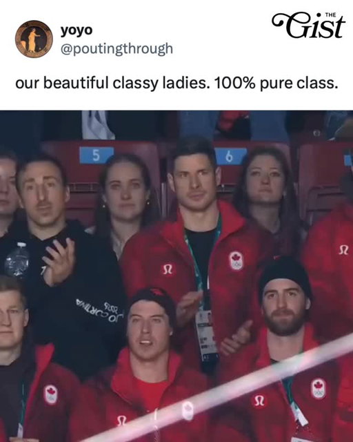 The Canada's Men's Hockey Team was having a lot of fun at speed skating earlier today. 😆⁣
⁣
Classy gentlemen. 👏⁣
⁣
#womenshockey #olympics #teamcanada #milanocortina2025 #hockey