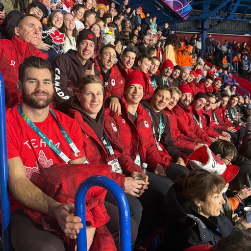 The fellas watching Canada win a silver medal in Speed Skating today!