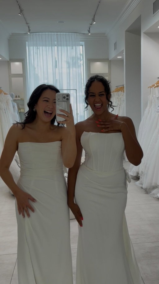 delulu is the solulu part 2 🤣🤣 

Thank you @azazieofficial @azaziebridal for feeding our delulus. Came in to try on bridesmaid dresses and ended up brides?????? 🤣🤣🤣