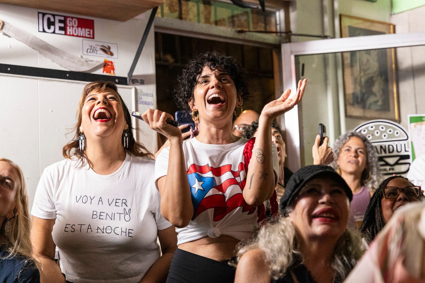 On Sunday, San Juan awoke under an overcast sky, the air thick with humidity and heavy with anticipation. Across the city, everyone seemed to be talking about one thing: where to watch the Super Bowl. But no one was focused on the football game. Instead, Bad Bunny loomed large over his island.⁠
⁠
The Super Bowl performance may have been Bad Bunny's biggest audience yet, but for the people he has represented since his start — his fellow Puerto Ricans — it meant something special.⁠
⁠
Images: @erikaprodriguez • Erika P. Rodríguez for NPR⁠
⁠
1. People cheer during the Super Bowl LX Halftime performance by Puerto Rican artist Bad Bunny at El Gandul in Santurce, San Juan, P.R.⁠
2. People wearing Bad Bunny-themed t-shirts wait in line to enter the Super Bowl LX registration-only watch party at El Escambrón Beach in San Juan.⁠
3. Luis Rivera and Bianca Torres, from the west side of the island, stand outside the watch party at El Escambrón Beach.  The couple has never been able to see Bad Bunny perform live.⁠
4. At the singer's official watch party in San Juan, giant screens were positioned on top of a grassy hill, flashing messages and affirmations of the night's significance.⁠
5. Carmen W. Osorio Morales and Juan Carlos Seguinot Martínez, owners of the restaurant El Gandul in Santurce, hosted a viewing party for the halftime show.⁠
6. Left: Musician David 'Andy' Andrés Rosado Moya poses for a portrait after playing Cuban rumba at El Gandul. Right: Rosado Moya, the bandleader of Andy y su Manana, made shirts inspired by Bad Bunny's Super Bowl performance.⁠
7. People watch the performance at El Gandul.⁠
8. People gather at the bar El Watusi in Santurce.⁠
9. People react to the Super Bowl LX Halftime performance at El Gandul.⁠
10. A couple wearing Bad Bunny-themed jerseys walks at El Escambrón Beach.